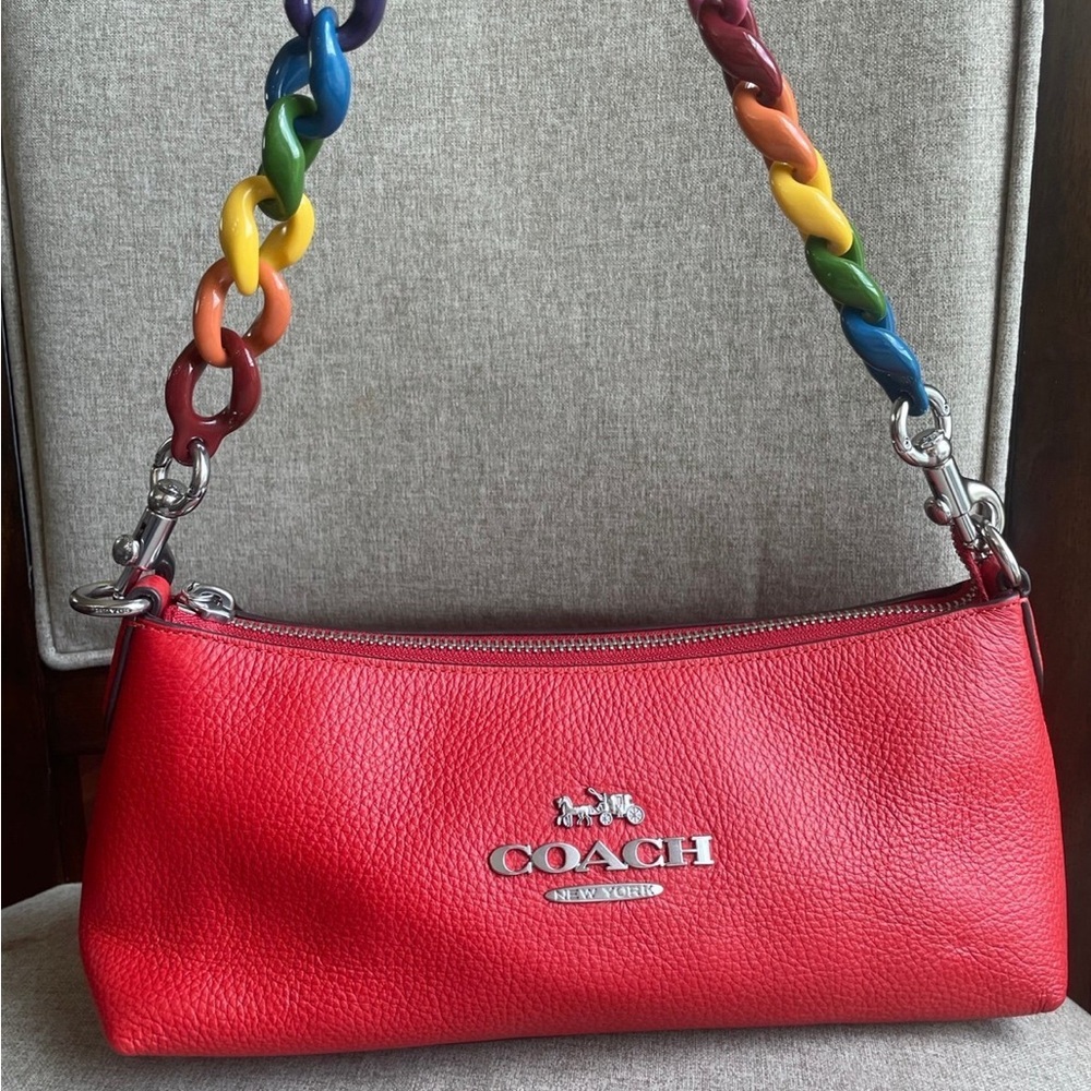 ‼️last 1‼️NWT！COACH Charlotte Shoulder Bag（CP097）With colorful shoulder strap